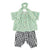 Piupiuchick Baby Peter Pan Collar Shirt Green Stripes with Little Flowers